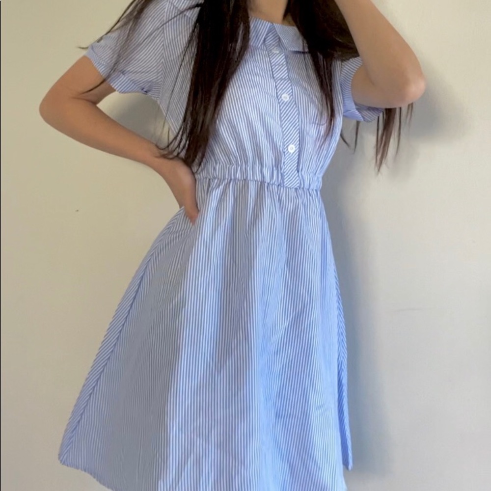striped off the shoulder dress